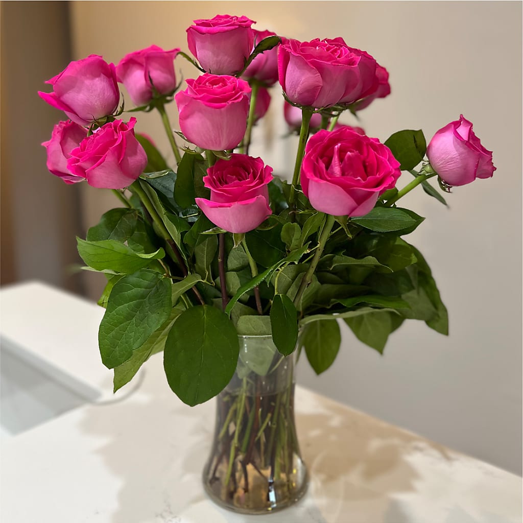 Long Stem Pink Rose Bouquet –  Great Bend Floral, Great Bend KS