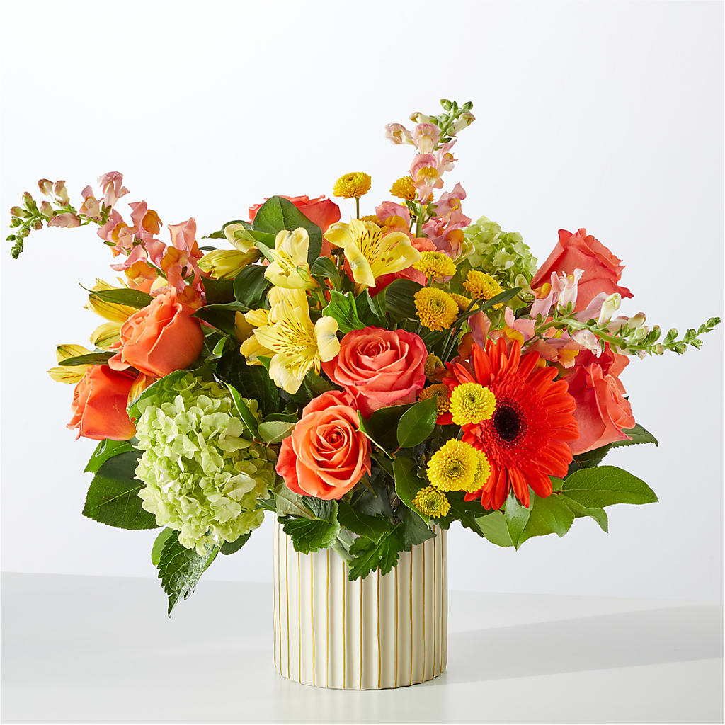Autumn Sunshine Bouquet with Ivory Vase –  Great Bend Floral, Great Bend KS